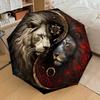 1pc Yin-Yang Lions: Harmony in Contrast Umbrella with Plastic Handle,Suitable for All Seasons Home Travel Outdoor UmbrellaDD576