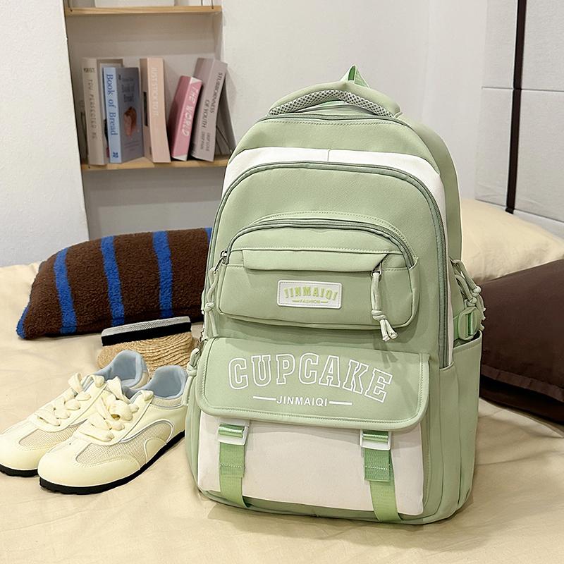 Letter Print Campus Backpack Large Capacity Junior Senior High School Student Schoolbag