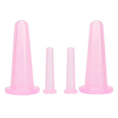4PCS Vacuum Suction Massage Cup Liquid Silicone Facial Cupping Set for Adults Home Use Pink