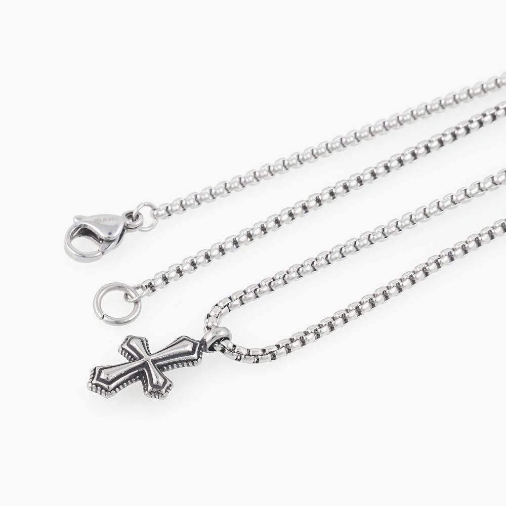 Jbans Classic Antique Cross Pendant Soft Chain Necklace (C2501-An835_Sv)