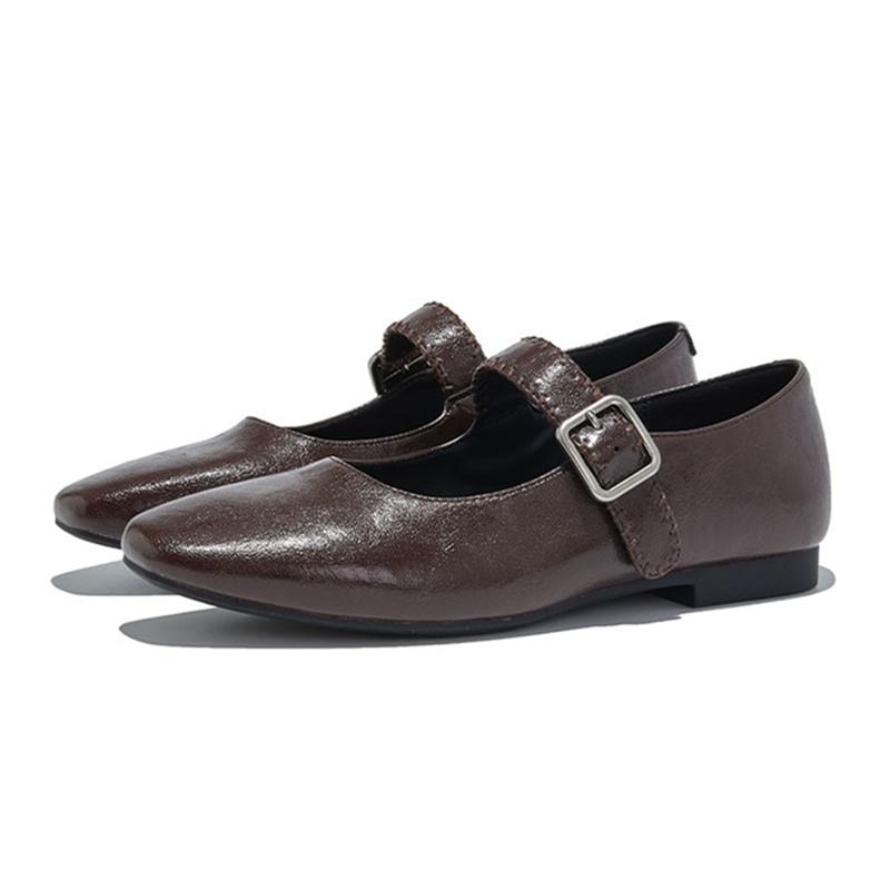 Fashion AIYUQI  2025 New Women's Flat Mary Janes Retro Leather Lace-Up Shoes Women Loafers Large-Size Pumps Female Ballet Flats