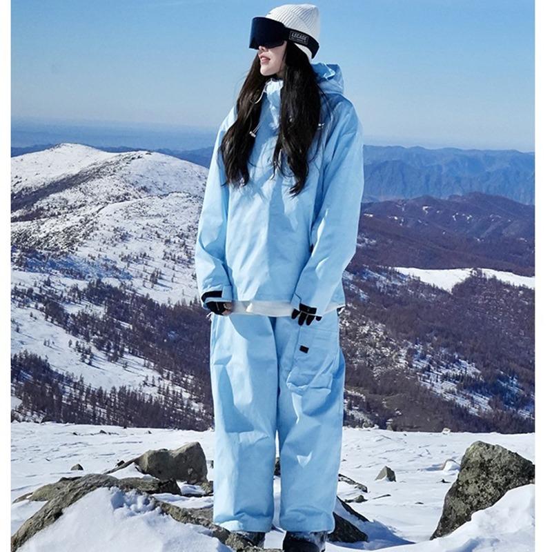Women Thick Sports Pants Sets Winter Warm Windproof Hooded Jacket Elastic Waist Sweatpants Two Piece Set Outdoor Waterproof Clothes