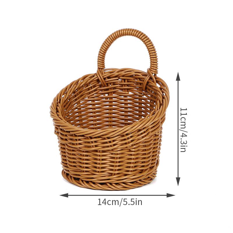 Hand-Woven Storage Basket Portable Flower Basket With Handle Plastic Wall Hanging Basket Organizer Wedding Home Decoration