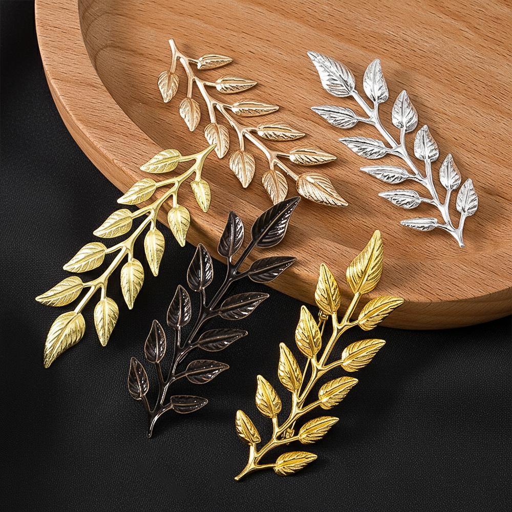 Vintage Men's Suit Brooches Parts Leaf-shaped Shirt Collar Breastpin Decoration Supplies Party Hair Jewelry Making Accessories