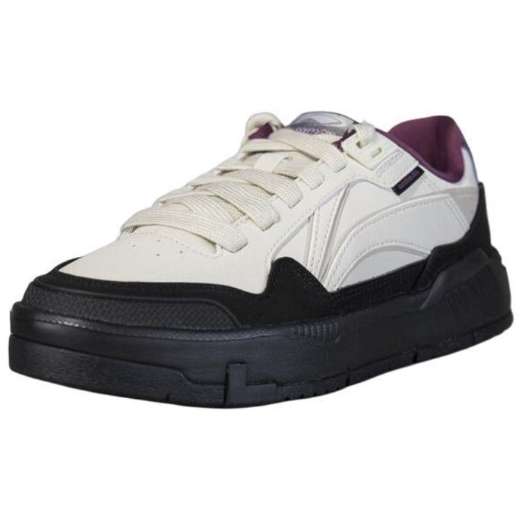 Li Ning Common 80s Comfortable Fashion Non-Slip Wear-Resistant Low-Top Skate Shoes Women Sneakers White Black AGCU158-4