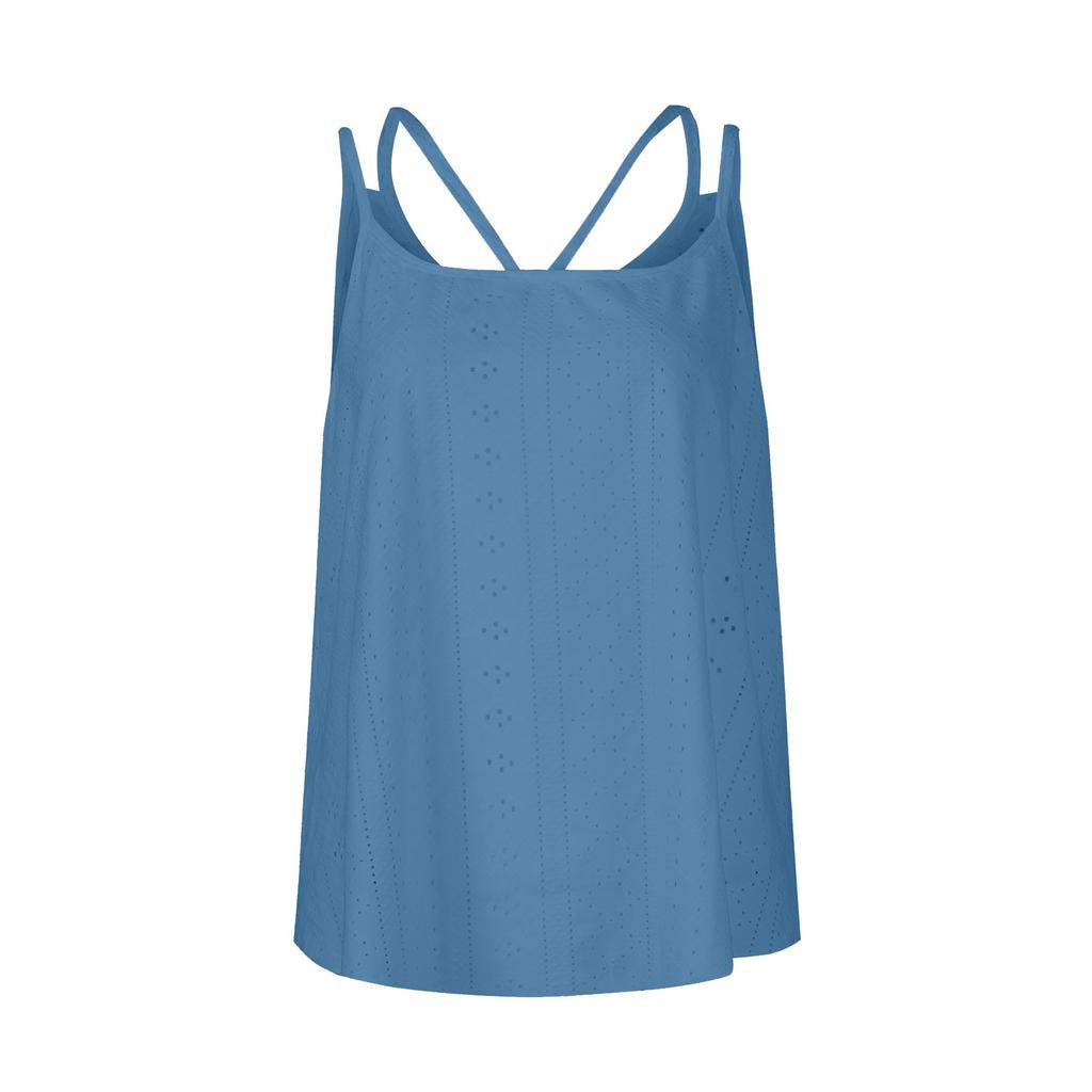Women's Color Top Mesh Hollowed Out Sleeveless Vest T-shirt