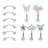 11Pcs Colorful Butterfly Curved Barbell Eyebrow Belly Lip Rings With Shiny Zircon Bling Piercing Jewelry