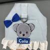 Personalized Dog Harness Set,Cute Jeans Harness with Name Custom Embroideried Tag,Lace Bowtie Lead Set for Small Breeds