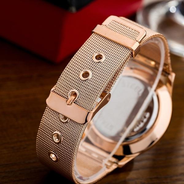 Fashion Female Clocks Women Luxury Quartz Watch Rose Gold Stainless Steel Dress Watches