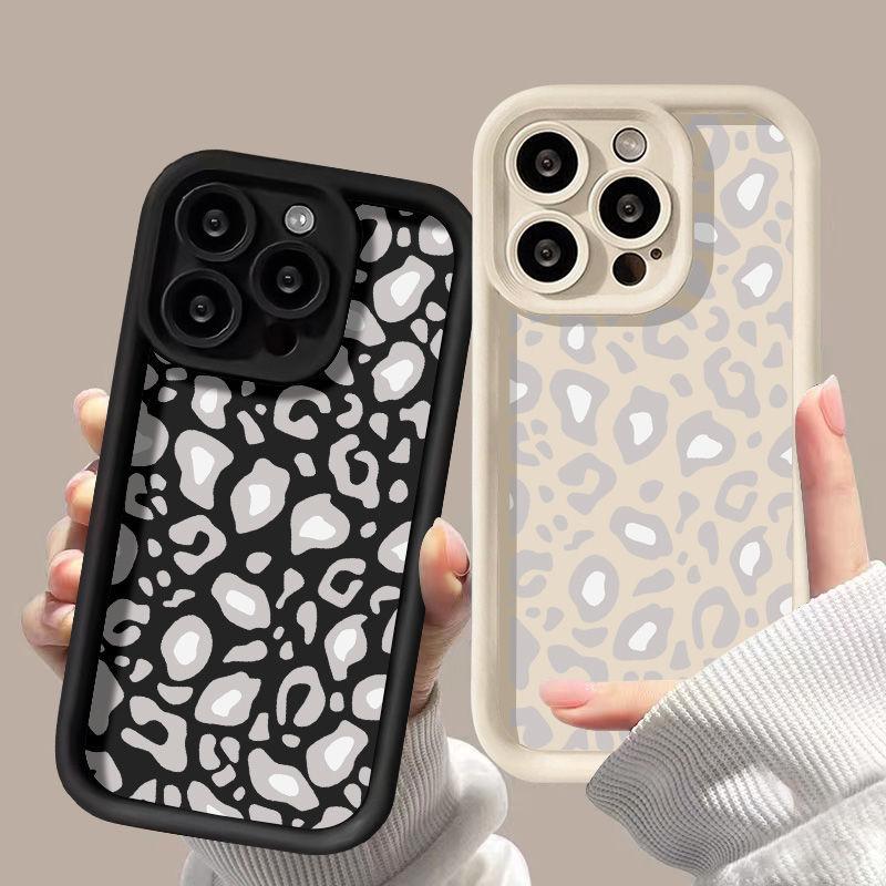 Gray leopard print for iPhone17promax mobile phone case 16 Apple 14 matte 16/15 premium 13 fine holes