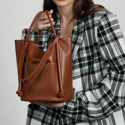 Design High-Quality Soft Cowhide Capacity Tote Bag Simple Leather Shoulder Crossbody Atmospheric Fashion Women'S Bag