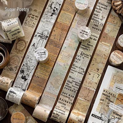 Jilv Tangshi Washi Tape: Retro Poetry & English Elements for Journals