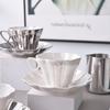 Silver Shell Ceramic Cup Coffee Mug Petals Pearl Glaze Set of Cups and Saucers Afternoon Tea Ceramic Mugs Tea Cup Set