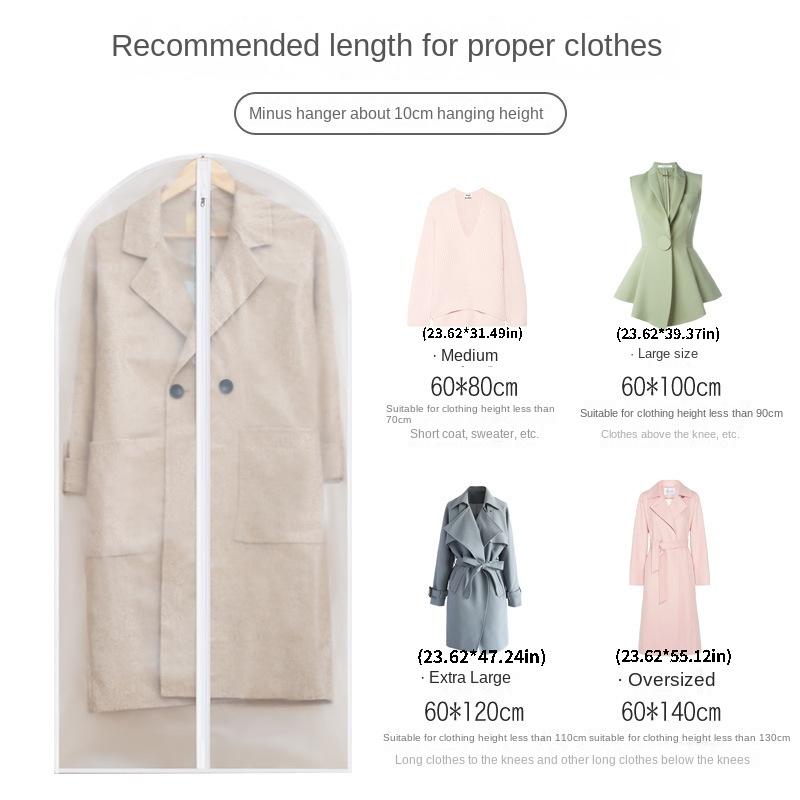 5/10pcs Garment Dust Covers Set with Zipper Hanging Clothes Storage Bags Washable Protectors For MoistureProof Closet Organizer