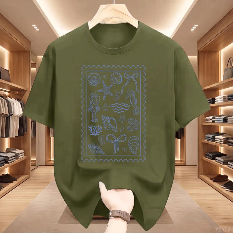 Coquette Seashell Tshirt For Unisex Unisex Coastal Summer Tee Cotton Short Seeve Beachy Shell Swim Crewneck Tshirt Clothes Tops