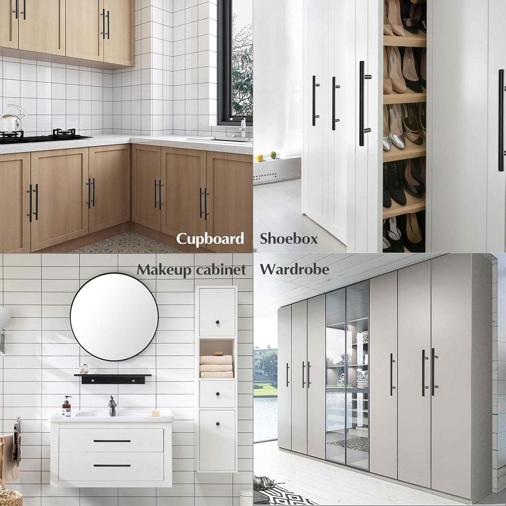 6pack 6'' Cabinet Pulls Matte Black Stainless Steel Kitchen Cabinet Handles Drawer Pulls 6”Length, 4” Hole Center