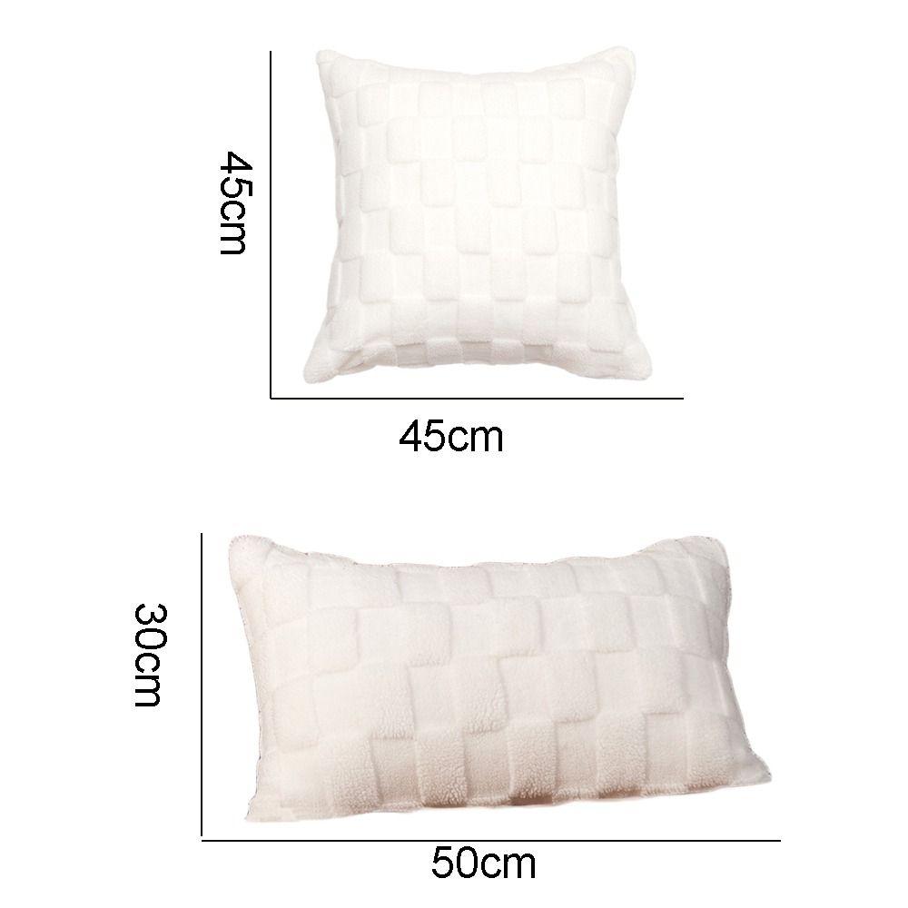 Home Decor INS Style Plush Pillowcase Jacquard White Throw Pillowcover Double-sided Cushion Cover Living Room/Office