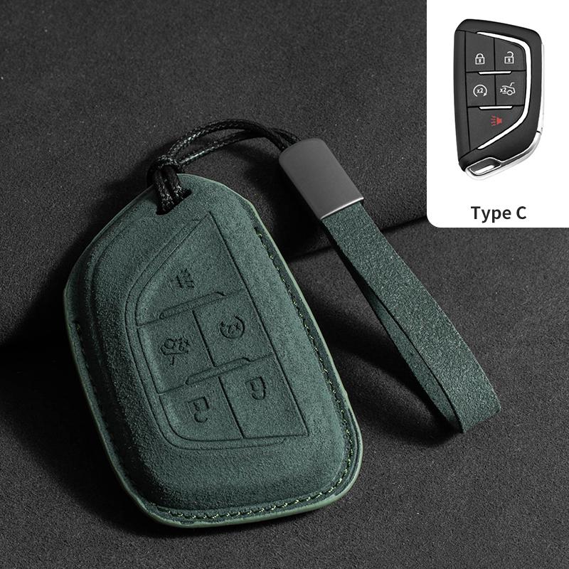 Suede Car Key Case Cover For Cadillac Escalade ESV SRX STS XT4 CT4 CT5 ATS CT6 CTS DTS XT5 Car Key Protective Shell Accessories