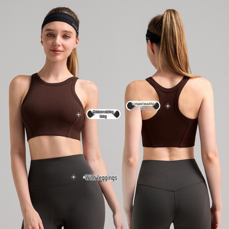 Sutiã Esportivo Feminino à Prova de Choque e Secagem Rápida: Top Fitness Canelado, Absorvente de Suor, para Treino de Yoga