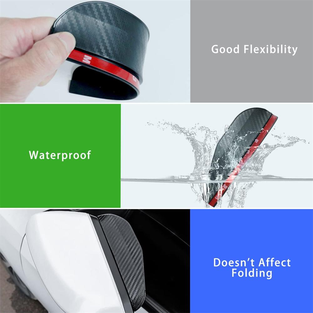 4 buc. Ochelari de ploaie pentru oglinda retrovizoare laterală auto, aspect fibră de carbon, protecție solară, protecție zăpadă, acoperire ecran intemperii, accesorii auto