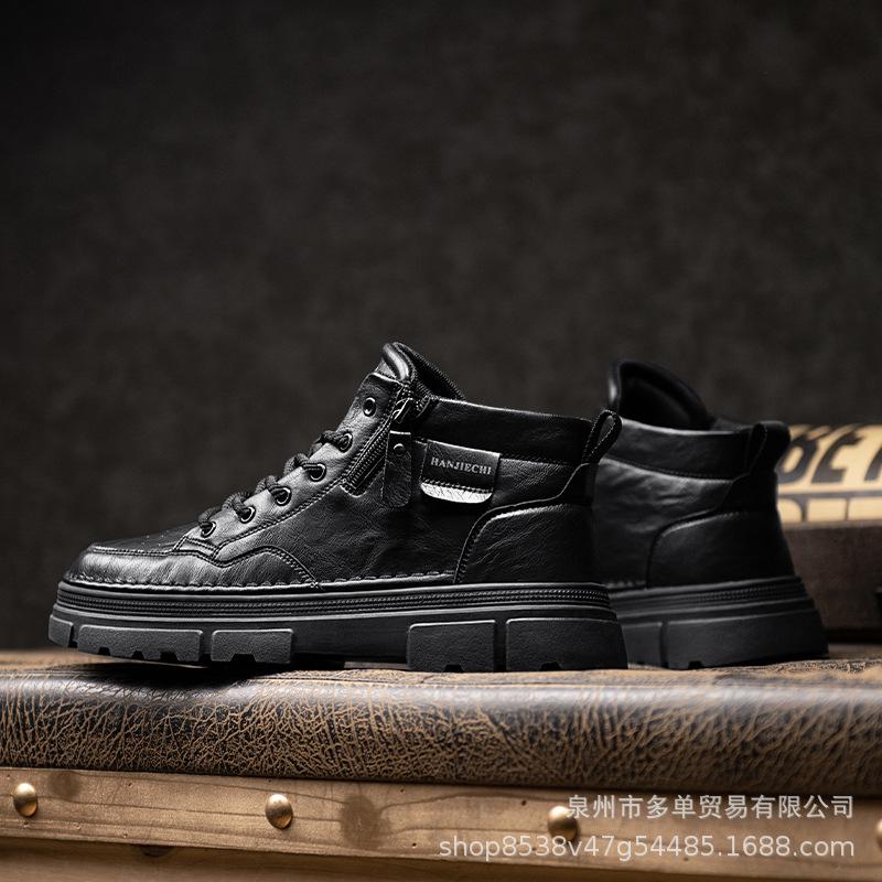 Soft-soled autumn new Martin boots retro high-top leather shoes non-slip shoes casual short boots