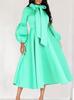 2023 Puff Sleeve Tie-Up High Waist Evening Gown - European American Style Dress for Women