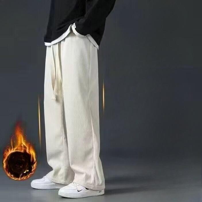 

Вельветовые спортивные штаны для мужчин, свободные, с прямыми штанинами, повседневные, на флисовой подкладке, толстые, длинные брюки для осени и зимы 3XL