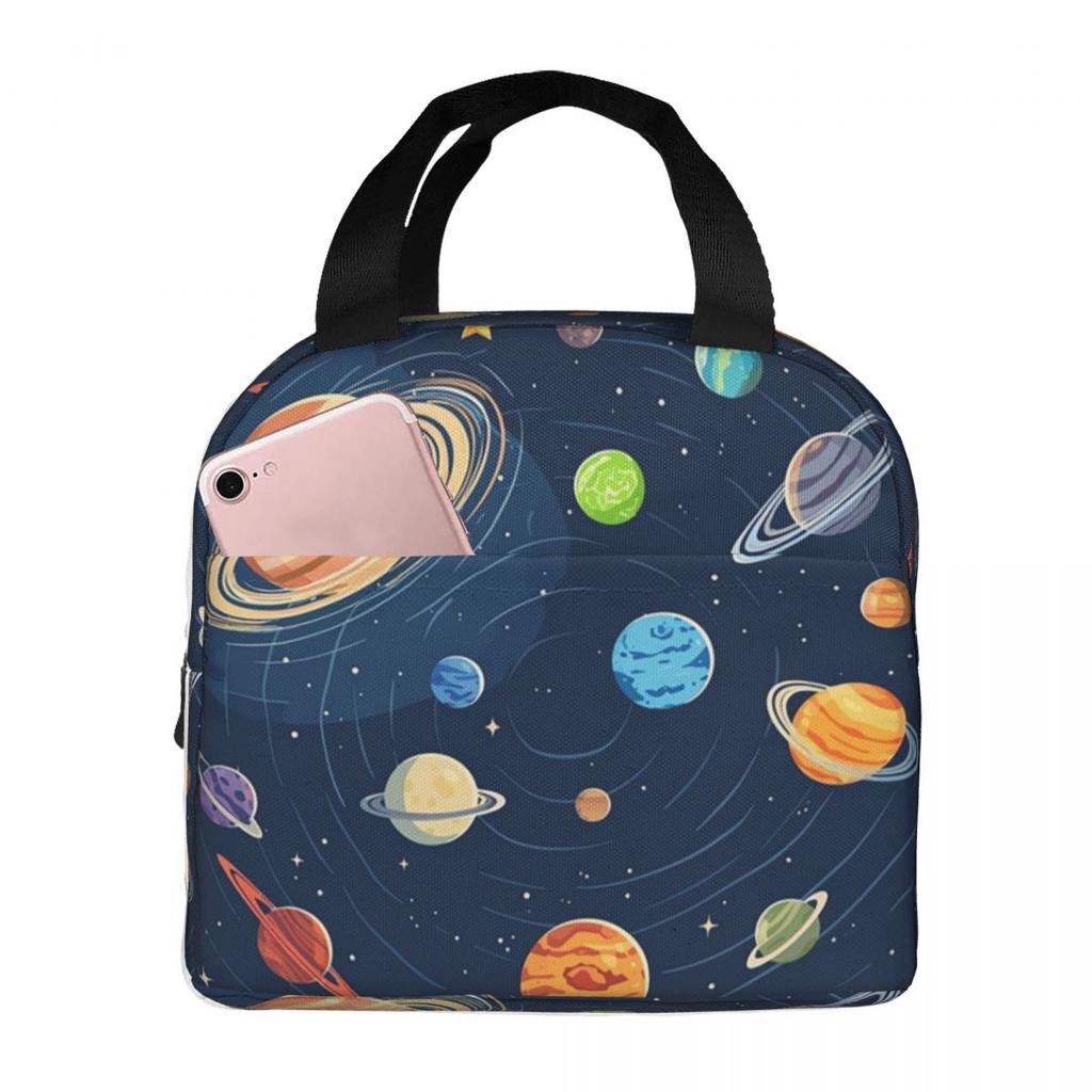 Solar System Space Planets Universe Insulated Lunch Bag for Women Children Portable Food Boxes Thermal Lunch Box Tote