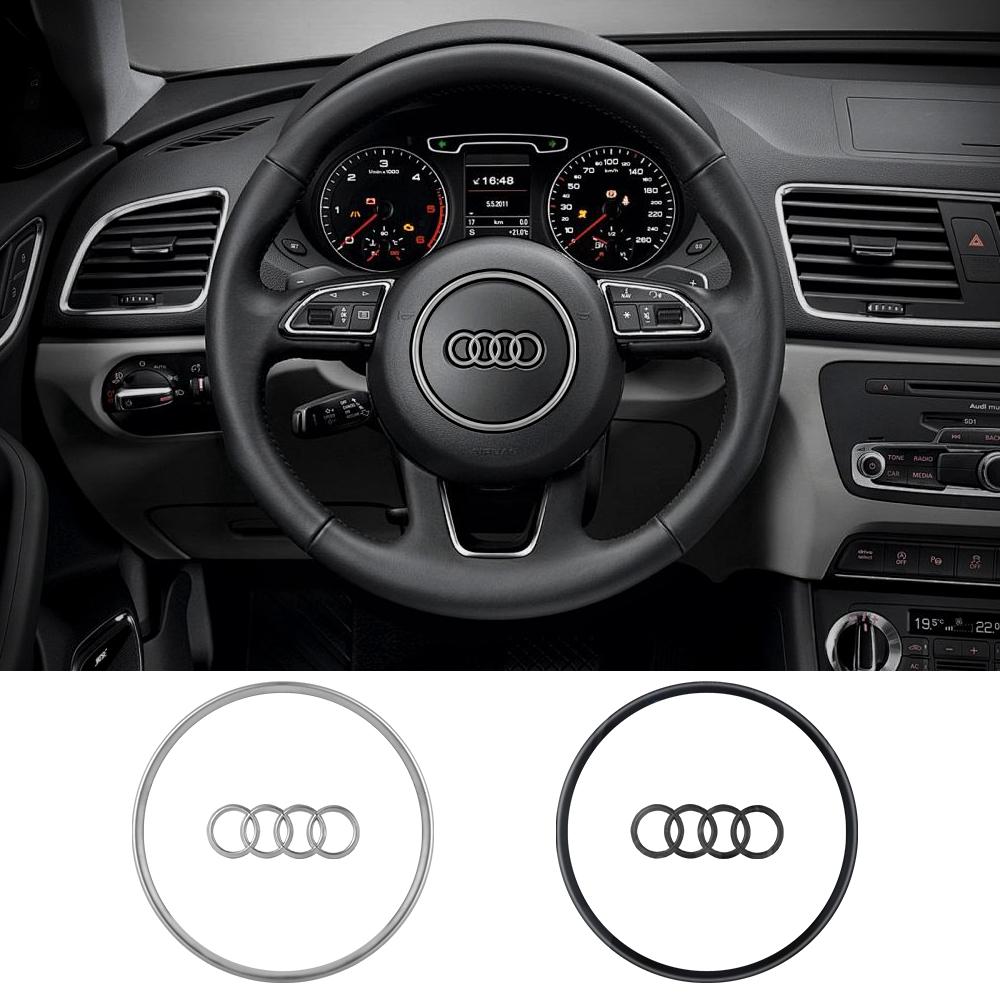 Car Steering Wheel Center Emblem Logo Stickers Trim Frame Decor Ring Cover For AUDI A3 A4 A5 A6L A4L A8 Q5 Q3 Q7 Q8 Accessories