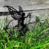 Flower Fairy Patio Sculpture Outdoor Garden Metal Iron Lawn Insert Metal Crafts Outdoor Garden Decoration