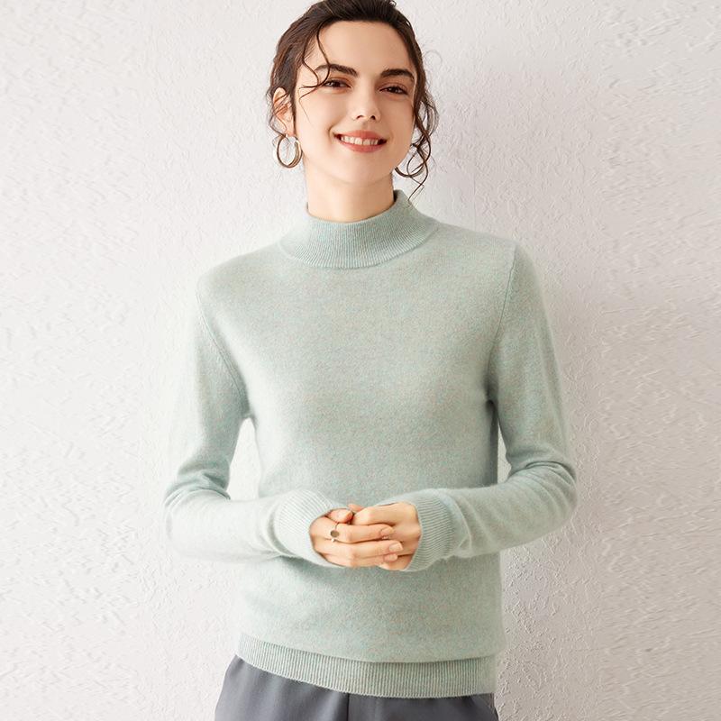 Cashmere Sweater for Women In Autumn and Winter New Soft and Glutinous Skin-friendly Base Shirt Pullover Solid Color Versatile Sweater