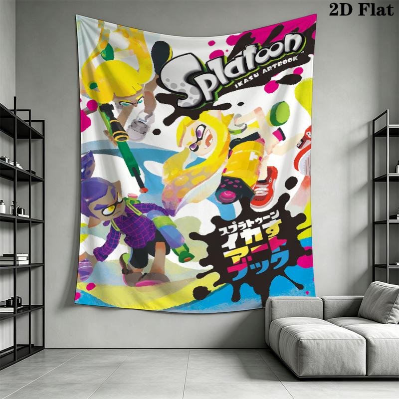 Splatoon game Wall Tapestry Aesthetic Wall Hanging Printed Fabric Blanket Decorative Tapestries for Bedroom Living Room Home Decor