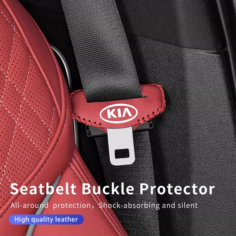 Leather Car Seatbelt Buckle Cover Auto Interior Accessories For KIA K5 K2 Rio Optima Sportage Venga Sorento Stonic Forte Jlsz20