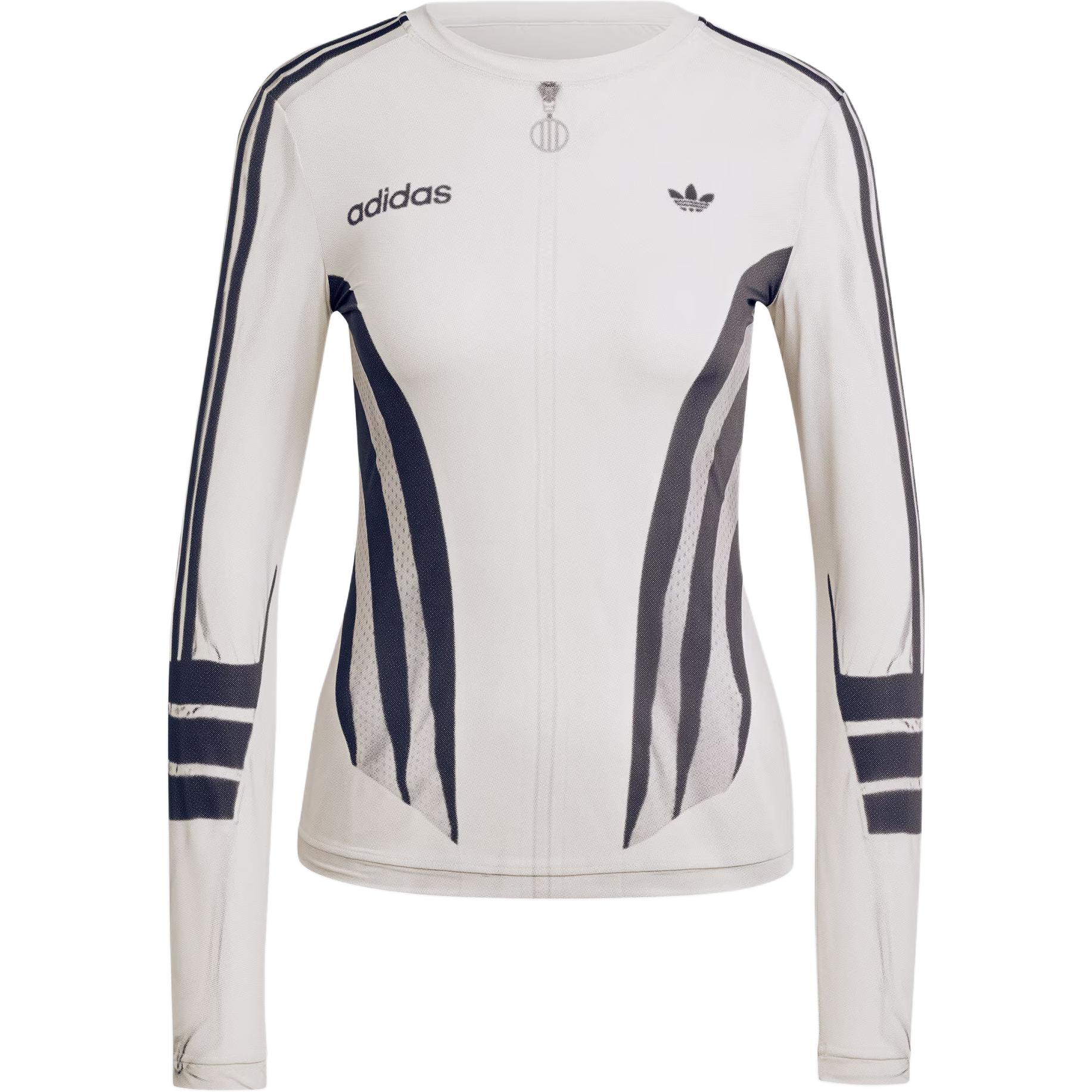 

Adidas Оригинальные футболки Originals Atlanta с сублимацией, облегающего кроя, с круглым вырезом и длинным рукавом, женские топы, белые, черные IW3094 M