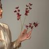3-Fork Artificial Orchids Decoration, Realistic Fake Silk Flower with Stem, Faux Bloom for Wedding Party Home Office Table Centerpiece