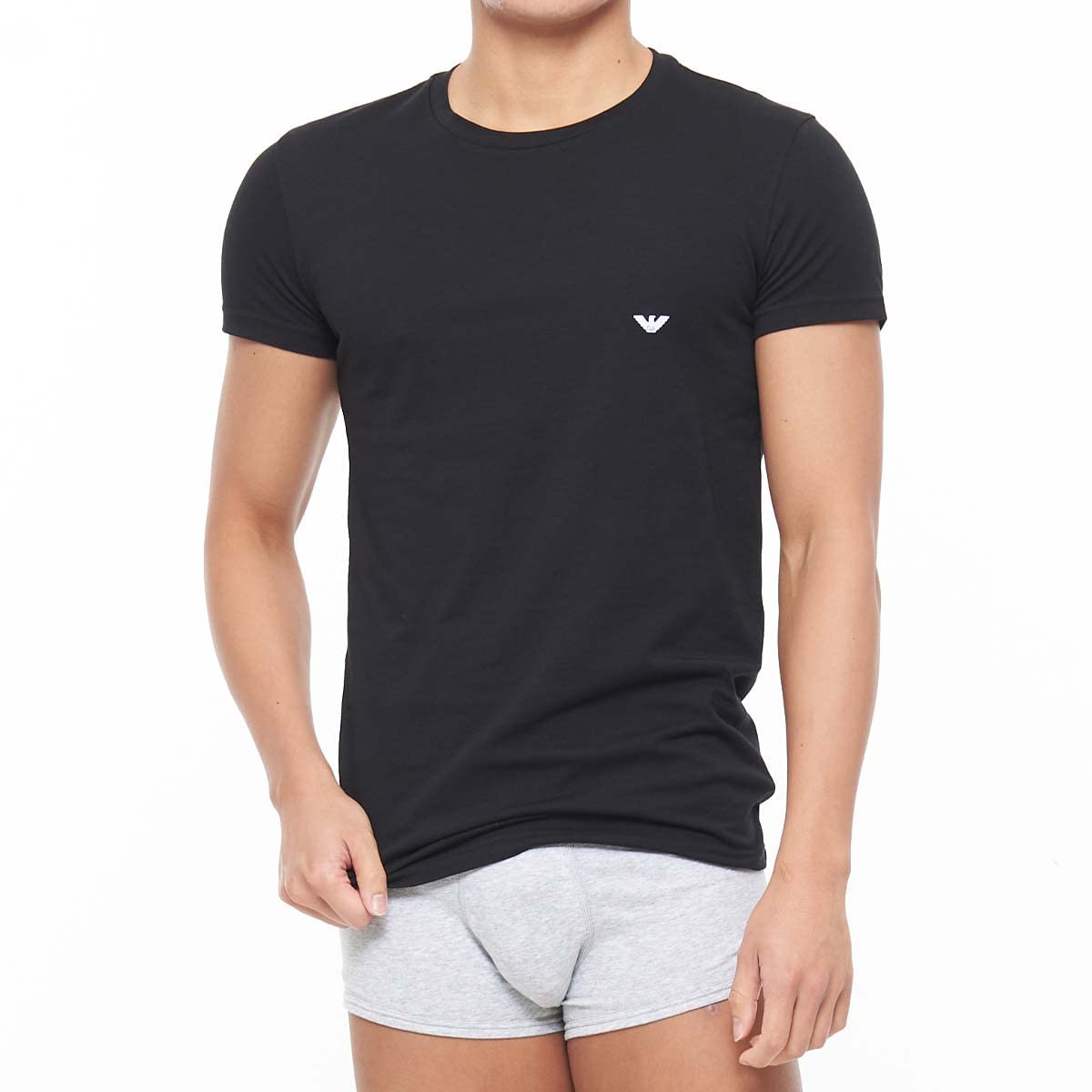 

Emporio Armani Men s Stretch Cotton Crew Neck Short Sleeve T-Shirt/Undershirt, EU Size, Size M (EU Size 98), Black (54047295)