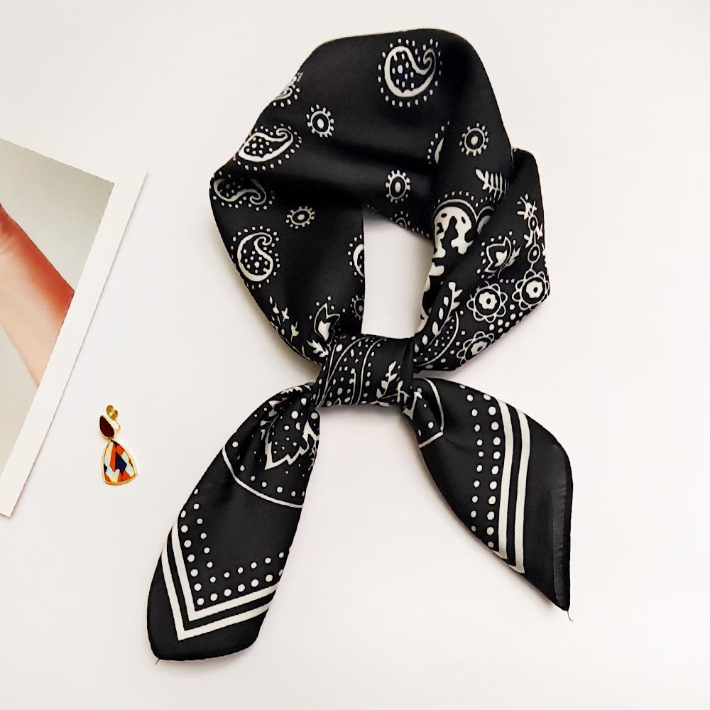 Small 70cm Sunflower Print Silk Satin Square Scarf for Women - Versatile and High-End Accessory