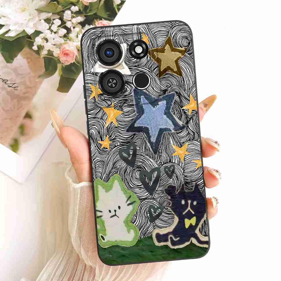 

For Itel A05s A663LC 6.6 Case Colorful Flower Cartoon Cat Silicone Cover Coque For ITEL A 05s A05S Full Protection Phone Shell Itel A05s