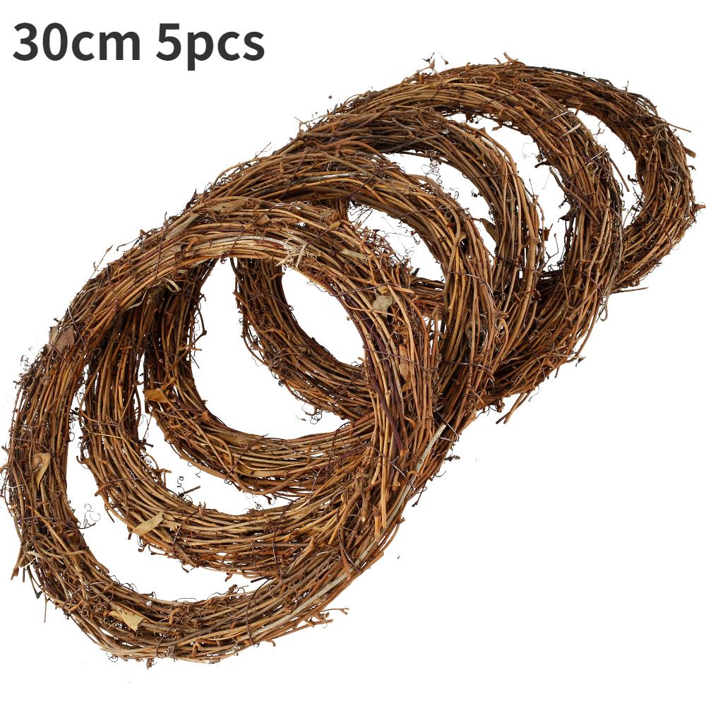 Natural Wreath 25/30cm Diameter Retro Christmas Rattan Wreath Rings Braided Wreath DIY Hand-Woven Grapevine Vines Wreaths Crafts