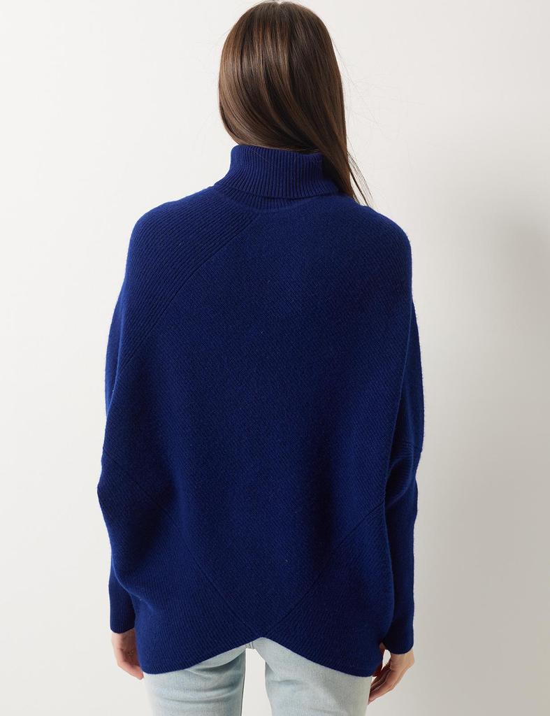 Yuanbao Batwing Sleeve Wool Sweater - High Neck, Solid Color, Irregular Design, Lazy Style Knitwear for Women