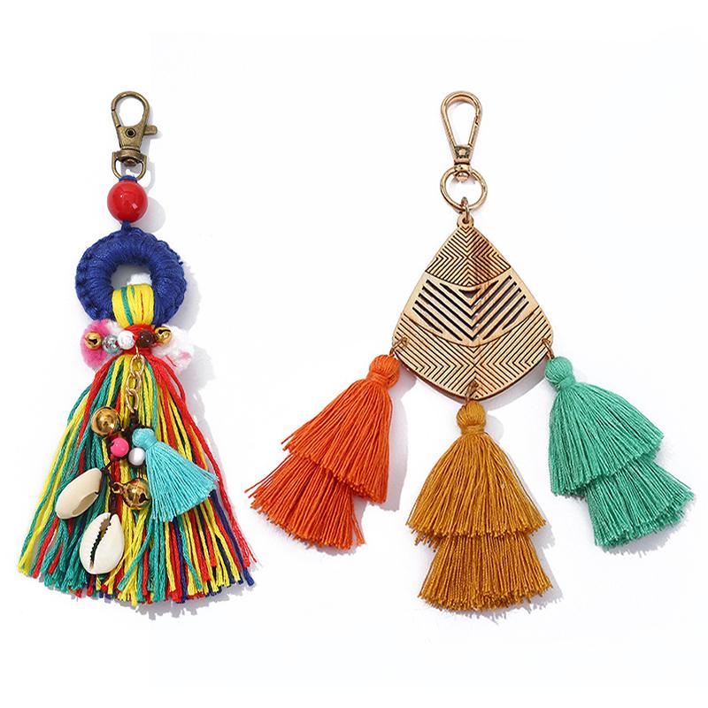 

Богемные брелки с красочными ракушками в этническом стиле, держатель с кисточками, сумка, подвески, подарочные аксессуары