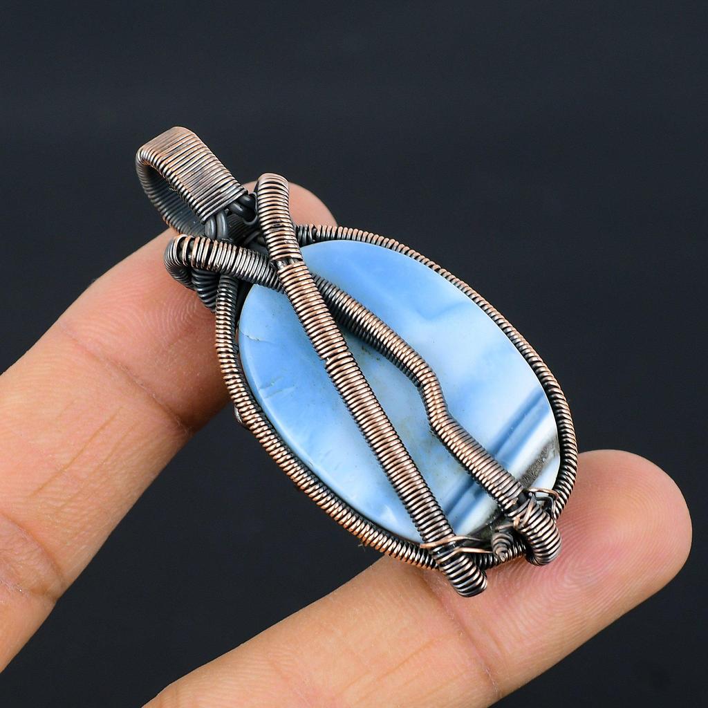 Owyhee Opal Pendant, 999 Copper Wire Wrapped Jewelry, Gemstone Pendant, Gift For Her Handmade Dainty Jewelry