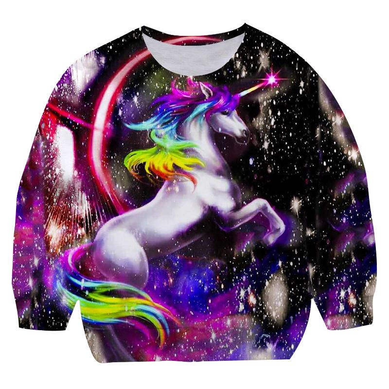 2025 New Cartoon Pink Unicorn Hoodies Girl Garden Collar Clothes Children's Fashion Hoodie Autumn Casual Bathroom Round Neck Pullover Sweater