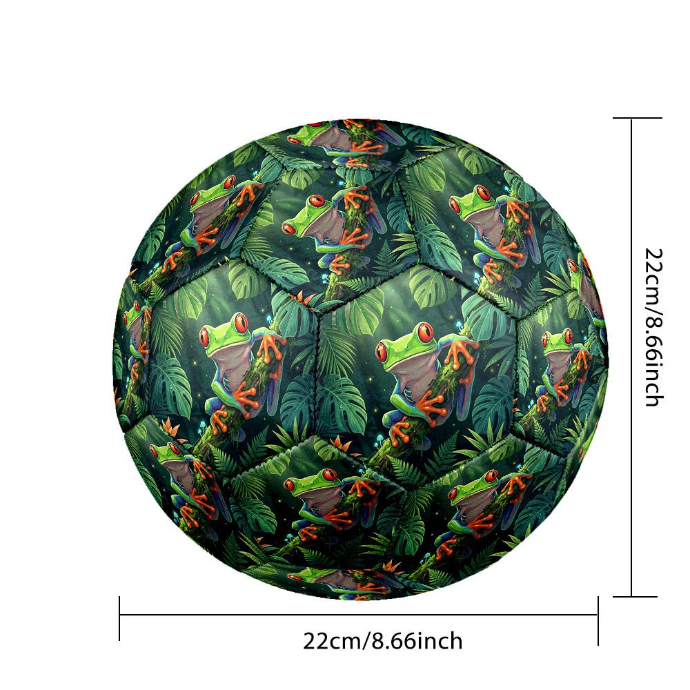 1pc Jungle Frog Adventure Theme Soccer Ball Football, Size 5, Lightweight PVC, Outdoor Training Soccer Ball,Sports Gift t61459