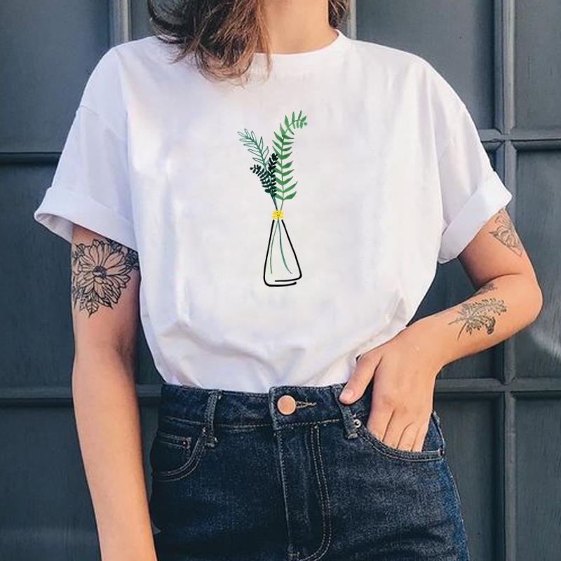 

(Азиатские размер) Женская футболка с принтом Акварельный стиль Симпатичный Сладкий Модная Футболка 90-х Женская Летняя Женская Футболка Одежда Футболки с коротким рукавом