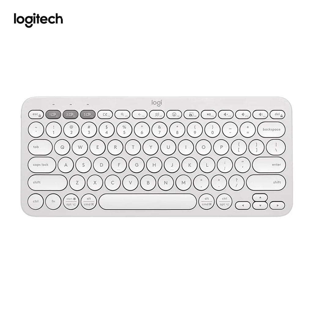 Logitech Stilvolle Serie K390 Kabellose Bluetooth-Tastatur Ultradünn Tragbar Neues Upgrade Weiß 79 Tasten