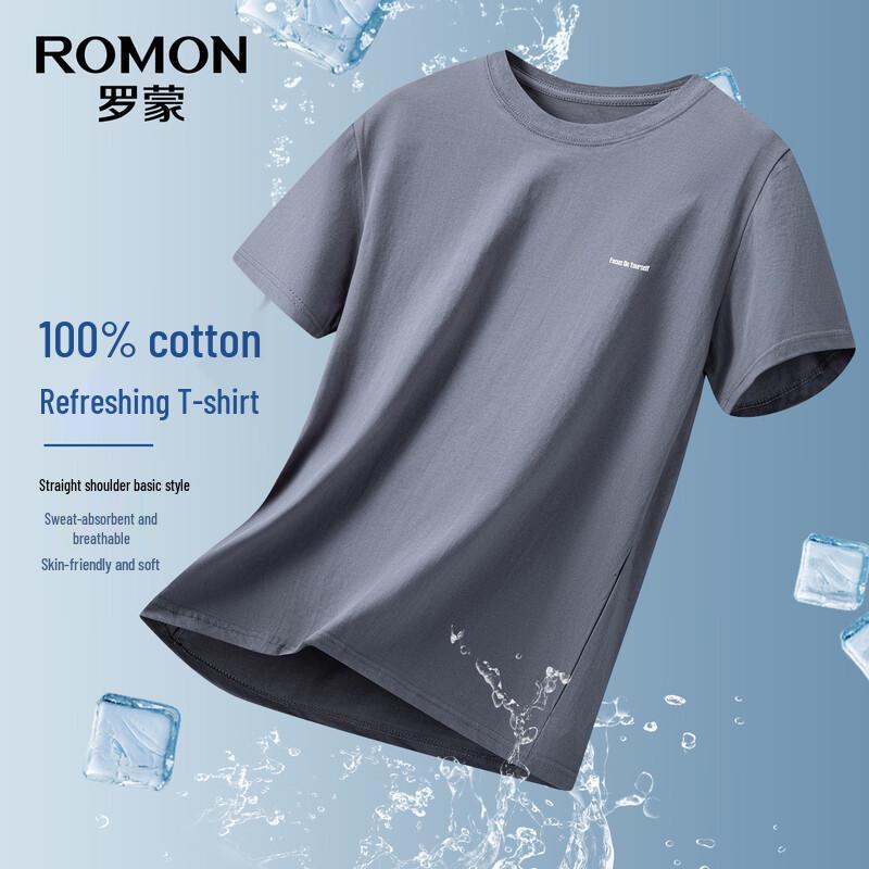 ROMON Men s Crew Neck Pure Cotton Short Sleeve T-Shirt TH2627 190