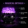 Light-up Color-Changing Cauldron Waterglobe 3-Wick Candle Holder Halloween Witch Bubble Cauldron Decor LED Soft Light Spooky Ambience Table
