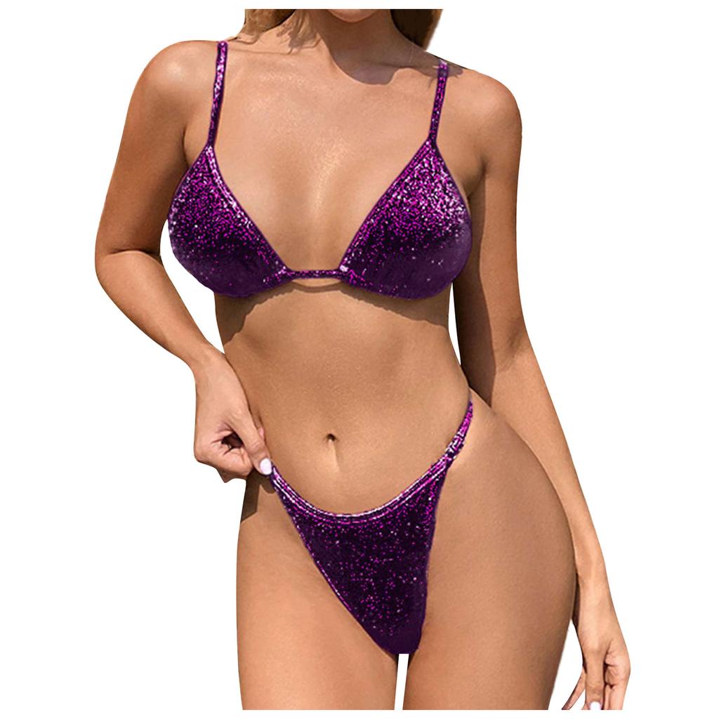Bikini sexy à la mode pour femmes avec coussinets de poitrine sans soutien-gorge en acier