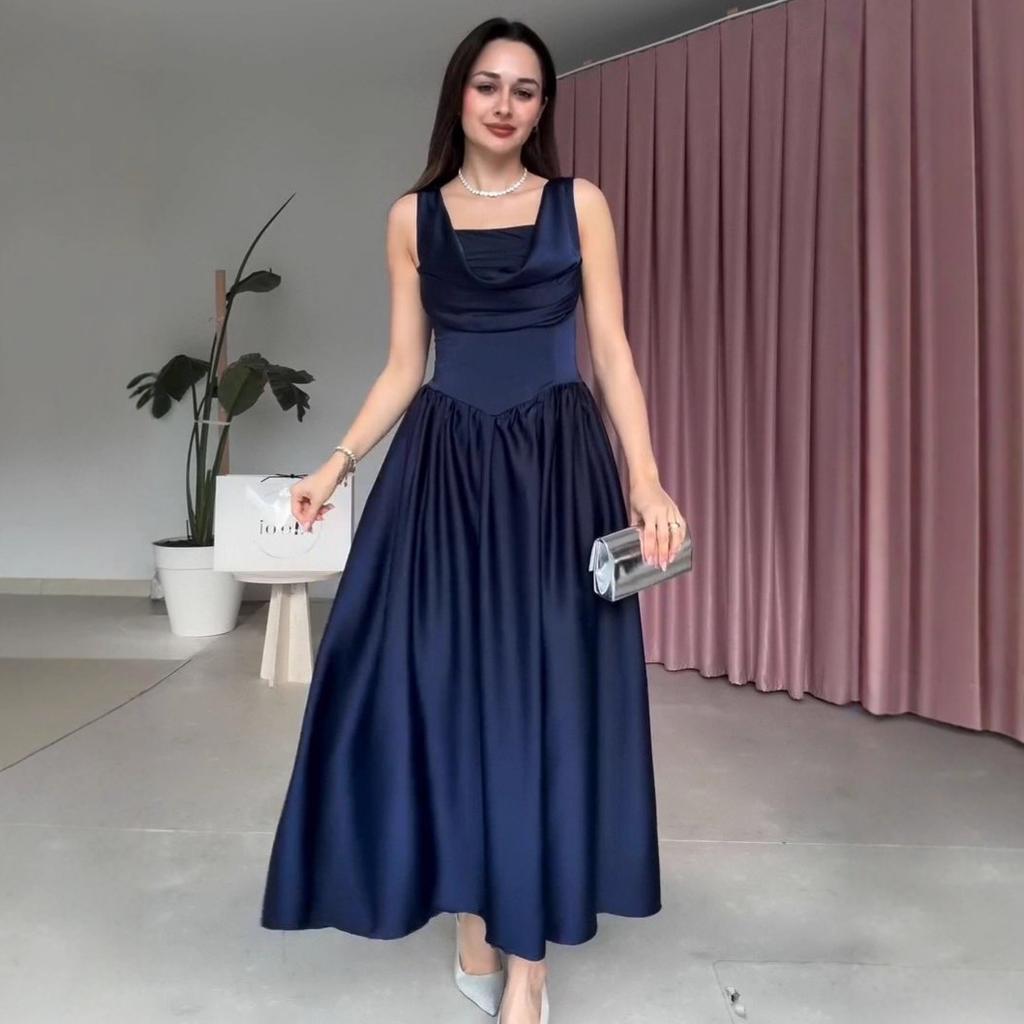 Amazon Cross-border Europe, America and Autumn New U-neck Suspender High-waisted Hepburn A-shaped Dress Dress